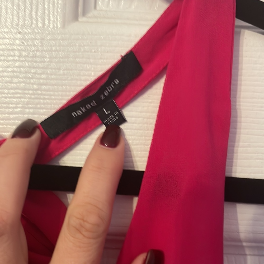 Fuschia Racerback ruffled blouse - Picture 4 of 6